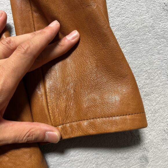 Vtg Heavyweight Leather Hoodie Jacket Men Small Wilsons Hooded Quilt line Brown - Picture 13 of 16